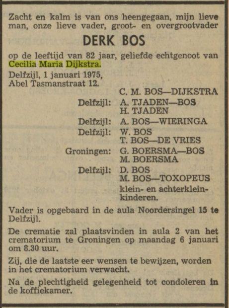 derk bos (1892) in 1975.